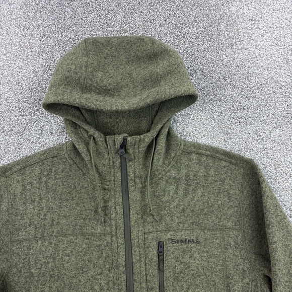 Simms Rogue Fleece Hoodie Mens Medium Olive Green Full Zip Fishing Outdoors - Picture 2 of 5